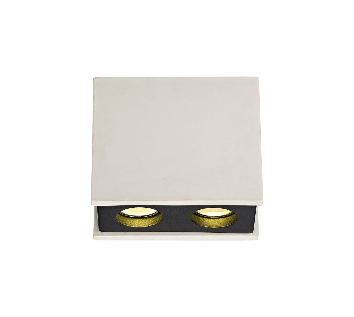 Holloway 2 Light Rectangular Ceiling GU10, White Paintable Gypsum With Matt Black Cover