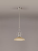 Munro 1 Light Pendant E27 With 30cm Round Glass Shade, Polished Nickel/Amber