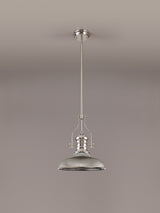 Munro 1 Light Pendant E27 With 30cm Round Glass Shade, Polished Nickel/Smoked
