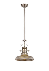 Munro 1 Light Pendant E27 With 30cm Round Glass Shade, Polished Nickel/Smoked