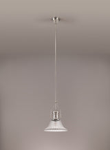 Munro 1 Light Pendant E27 With 30cm Bell Glass Shade, Polished Nickel/Clear