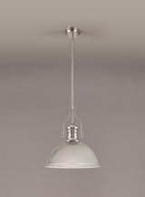 Munro 1 Light Pendant E27 With 38cm Dome Glass Shade, Polished Nickel/Clear