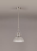 Munro 1 Light Pendant E27 With 30cm Prismatic Glass Shade, Polished Nickel/Clear
