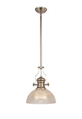 Munro 1 Light Pendant E27 With 30cm Prismatic Glass Shade, Polished Nickel/Clear