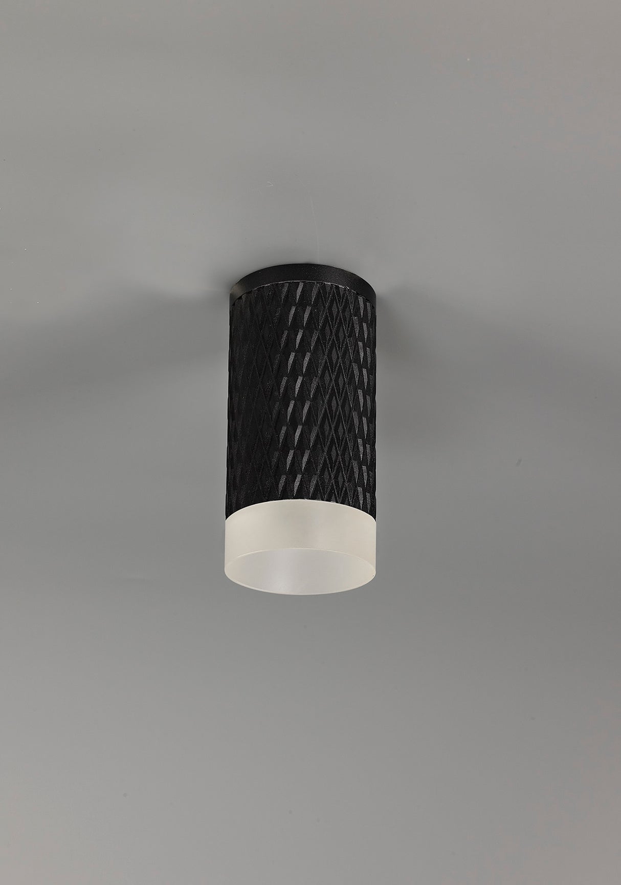 Tueart 1 Light 11cm Surface Mounted Ceiling GU10, Sand Black/Acrylic Ring