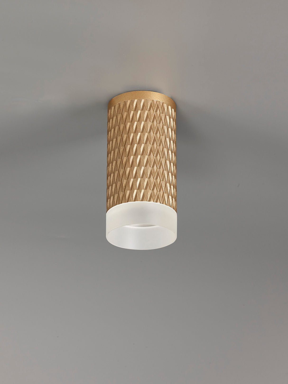 Tueart 1 Light 11cm Surface Mounted Ceiling GU10, Champagne Gold/Acrylic Ring