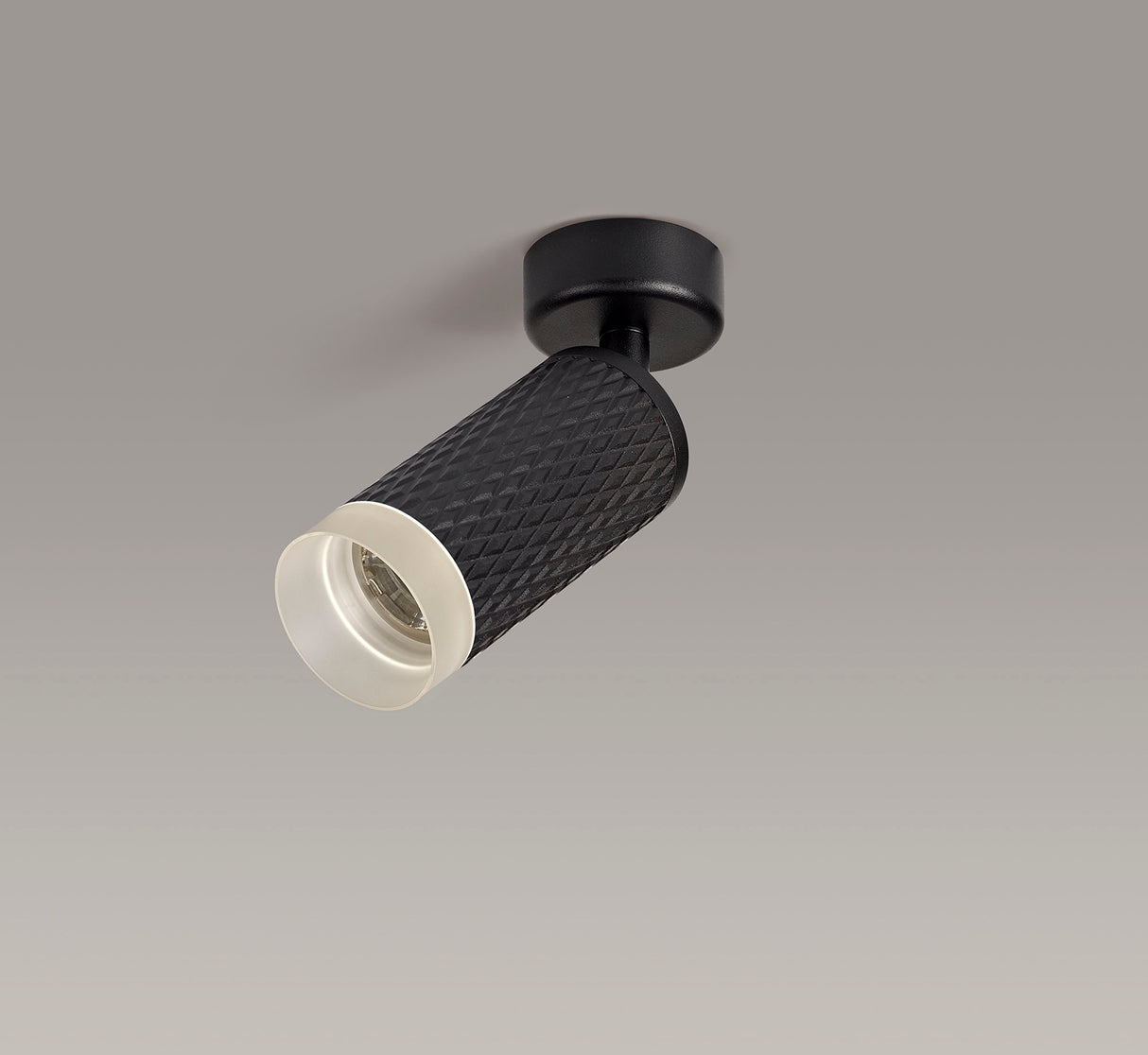 Tueart Adjustable 1 Light Surface Mounted Ceiling/Wall Spot Light  GU10, Sand Black/Acrylic Ring