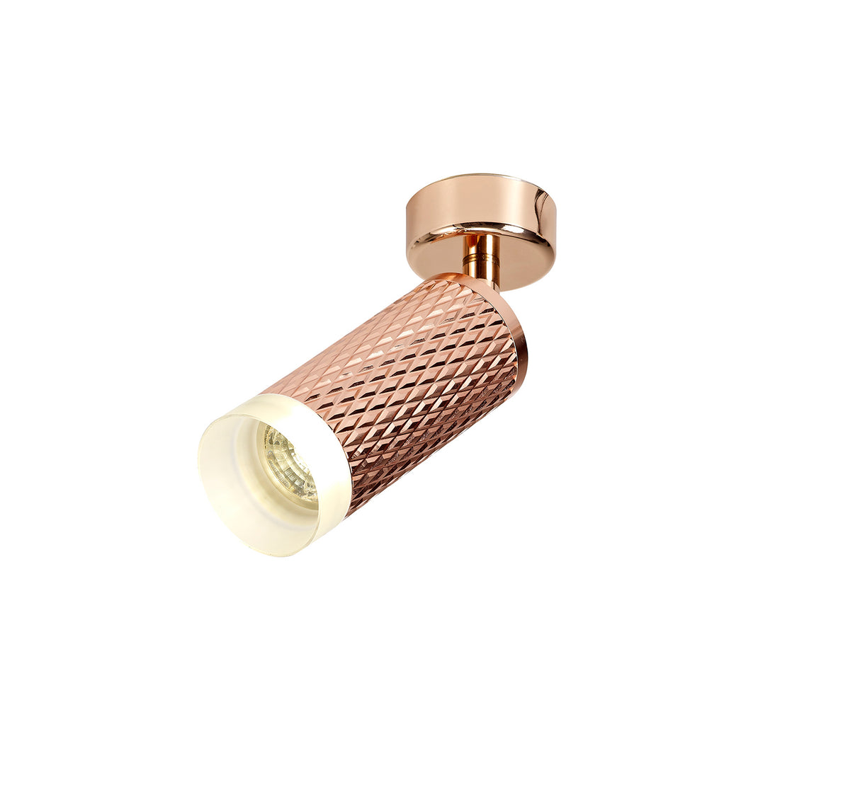 Tueart Adjustable 1 Light Surface Mounted Ceiling/Wall Spot Light  GU10, Rose Gold/Acrylic Ring