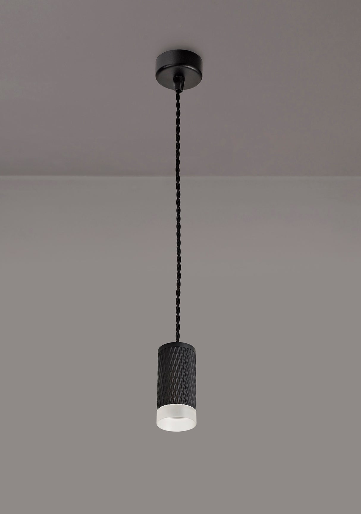 Tueart 1 Light 11cm Pendant Light GU10, Sand Black/Acrylic Ring