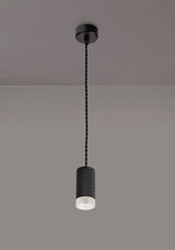 Tueart 1 Light 11cm Pendant Light GU10, Sand Black/Acrylic Ring