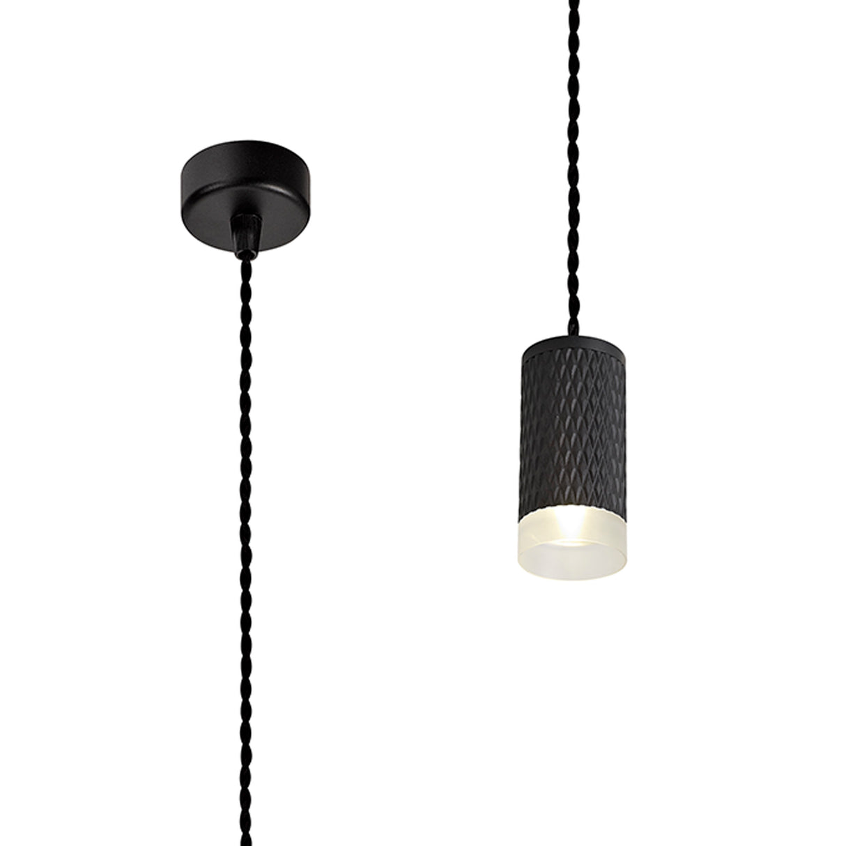 Tueart 1 Light 11cm Pendant Light GU10, Sand Black/Acrylic Ring