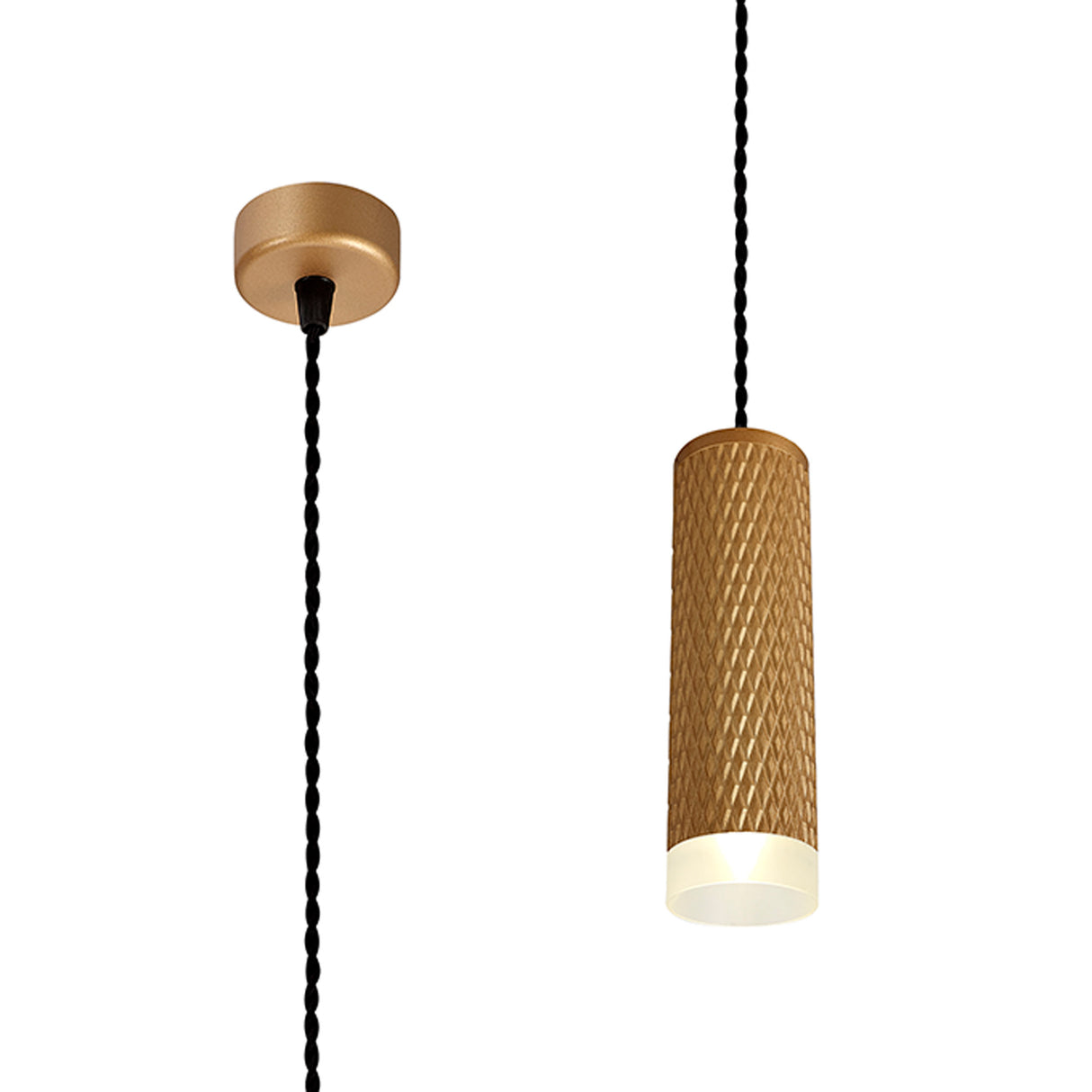 Tueart 1 Light 20cm Pendant Light GU10, Champagne Gold/Acrylic Ring