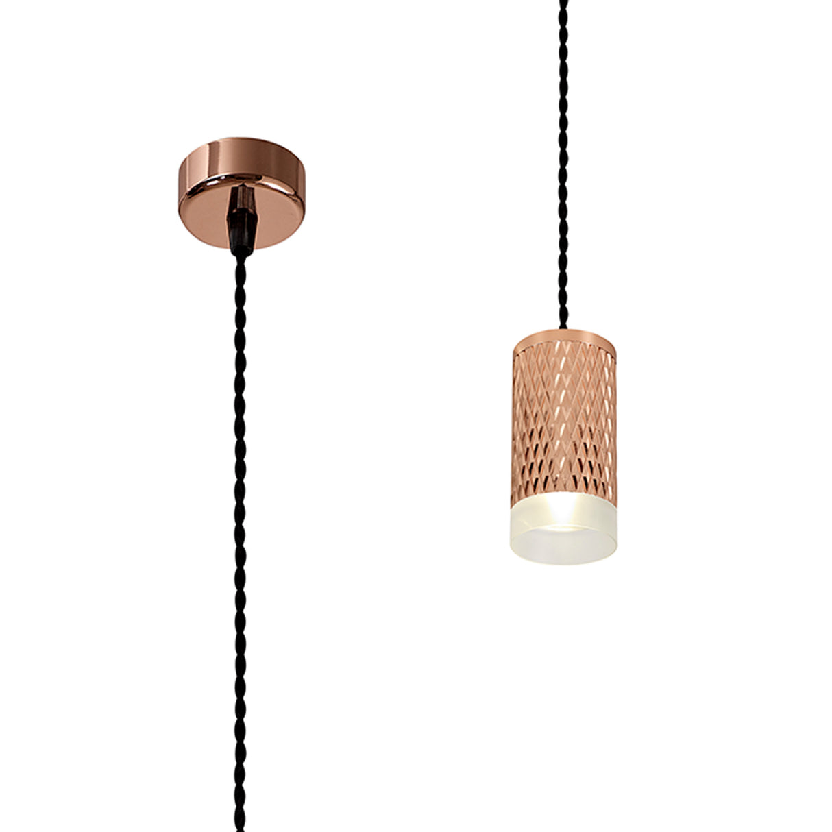 Tueart 1 Light 11cm Pendant Light GU10, Rose Gold/Acrylic Ring