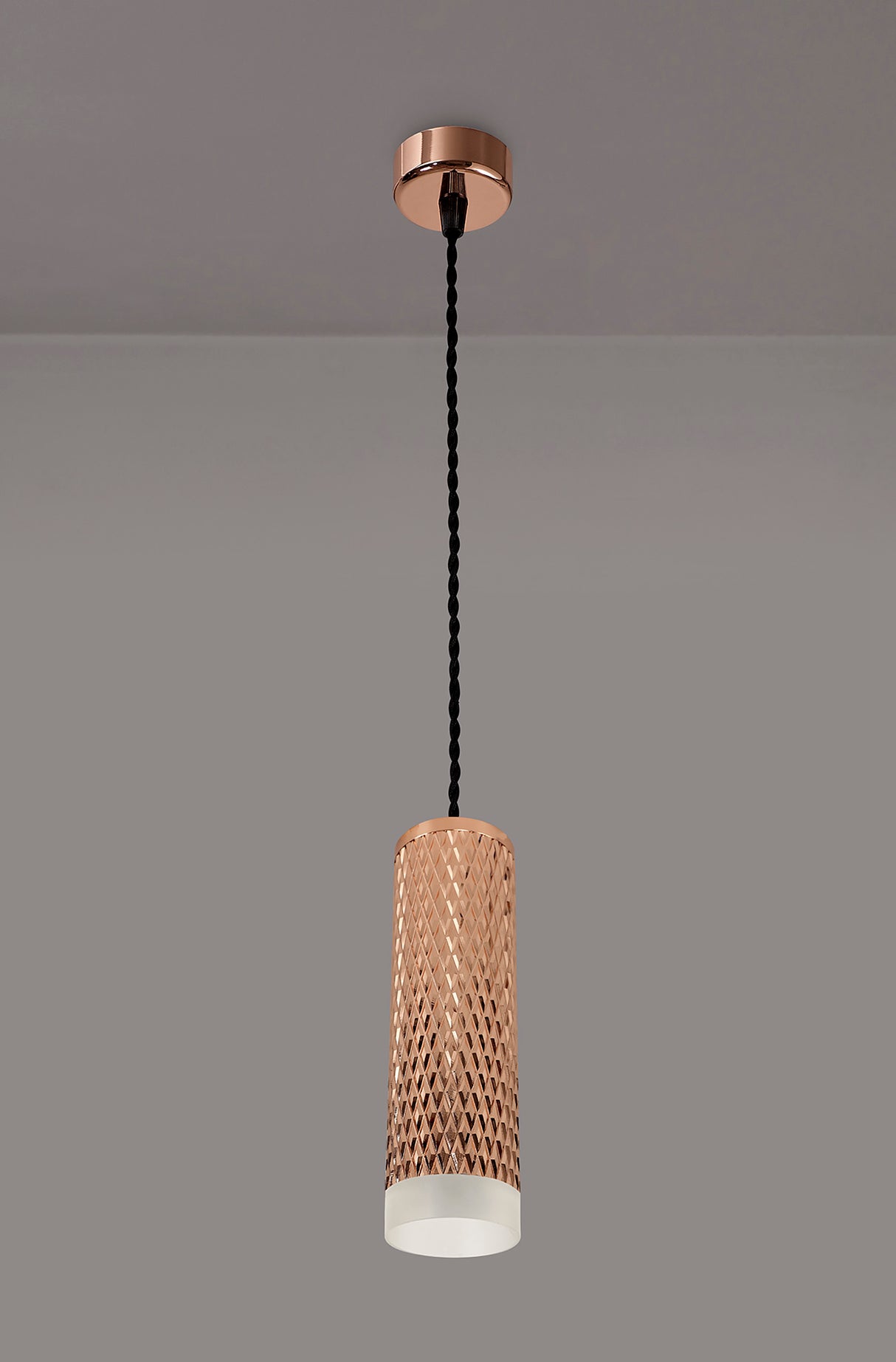 Tueart 1 Light 20cm Pendant Light GU10, Rose Gold/Acrylic Ring