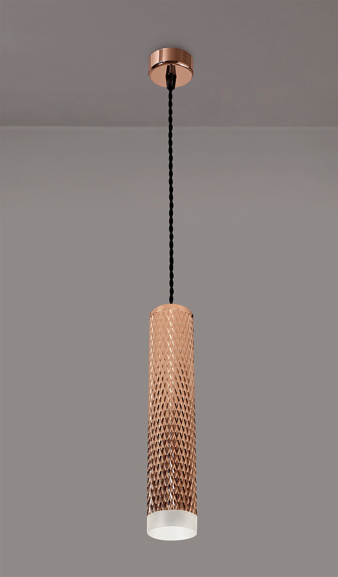 Tueart 1 Light 30cm Pendant Light GU10, Rose Gold/Acrylic Ring