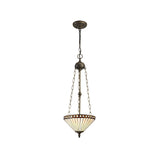 Wearne 3 Light Uplighter Pendant E27 With 30cm Tiffany Shade, Amber/Cream/Crystal/Aged Antique Brass