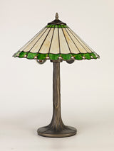 Williams 2 Light Tree Like Table Lamp E27 With 40cm Tiffany Shade, Green/Cream/Crystal/Aged Antique Brass