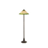 Williams 2 Light Octagonal Floor Lamp E27 With 40cm Tiffany Shade, Green/Cream/Crystal/Aged Antique Brass