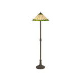 Williams 2 Light Leaf Design Floor Lamp E27 With 40cm Tiffany Shade, Green/Cream/Crystal/Aged Antique Brass