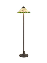Williams 2 Light Stepped Design Floor Lamp E27 With 40cm Tiffany Shade, Green/Cream/Crystal/Aged Antique Brass