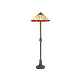 Williams 2 Light Leaf Design Floor Lamp E27 With 40cm Tiffany Shade, Red/Cream/Crystal/Aged Antique Brass