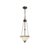 Williams 3 Light Uplighter Pendant E27 With 30cm Tiffany Shade, Grey/Cream/Crystal/Aged Antique Brass