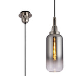Allardyce 1 Light Pendant E27 With 16cm Cylinder Glass, Polished Nickel/Matt Black/Smoked/Clear