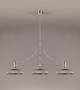Munro 3 Light Linear Pendant E27 With 30cm Round Glass Shade, Polished Nickel, Smoked