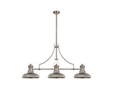 Munro 3 Light Linear Pendant E27 With 30cm Round Glass Shade, Polished Nickel, Smoked