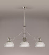Munro 3 Light Linear Pendant E27 With 30cm Dome Glass Shade, Polished Nickel, Clear