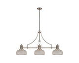 Munro 3 Light Linear Pendant E27 With 26.5cm Prismatic Glass Shade, Polished Nickel, Clear