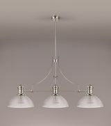 Munro 3 Light Linear Pendant E27 With 33.5cm Prismatic Glass Shade, Polished Nickel, Clear