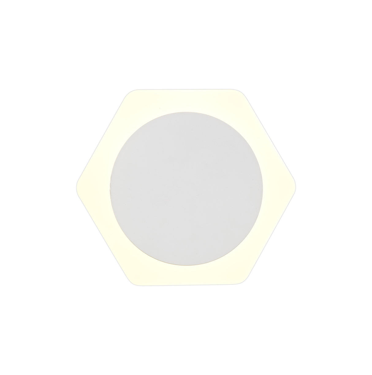 Proctor Magnetic Base Wall Lamp, 12W LED 3000K 498lm, 15cm Round 19cm Horizontal Hexagonal Centre, Sand White/Acrylic Frosted Diffuser