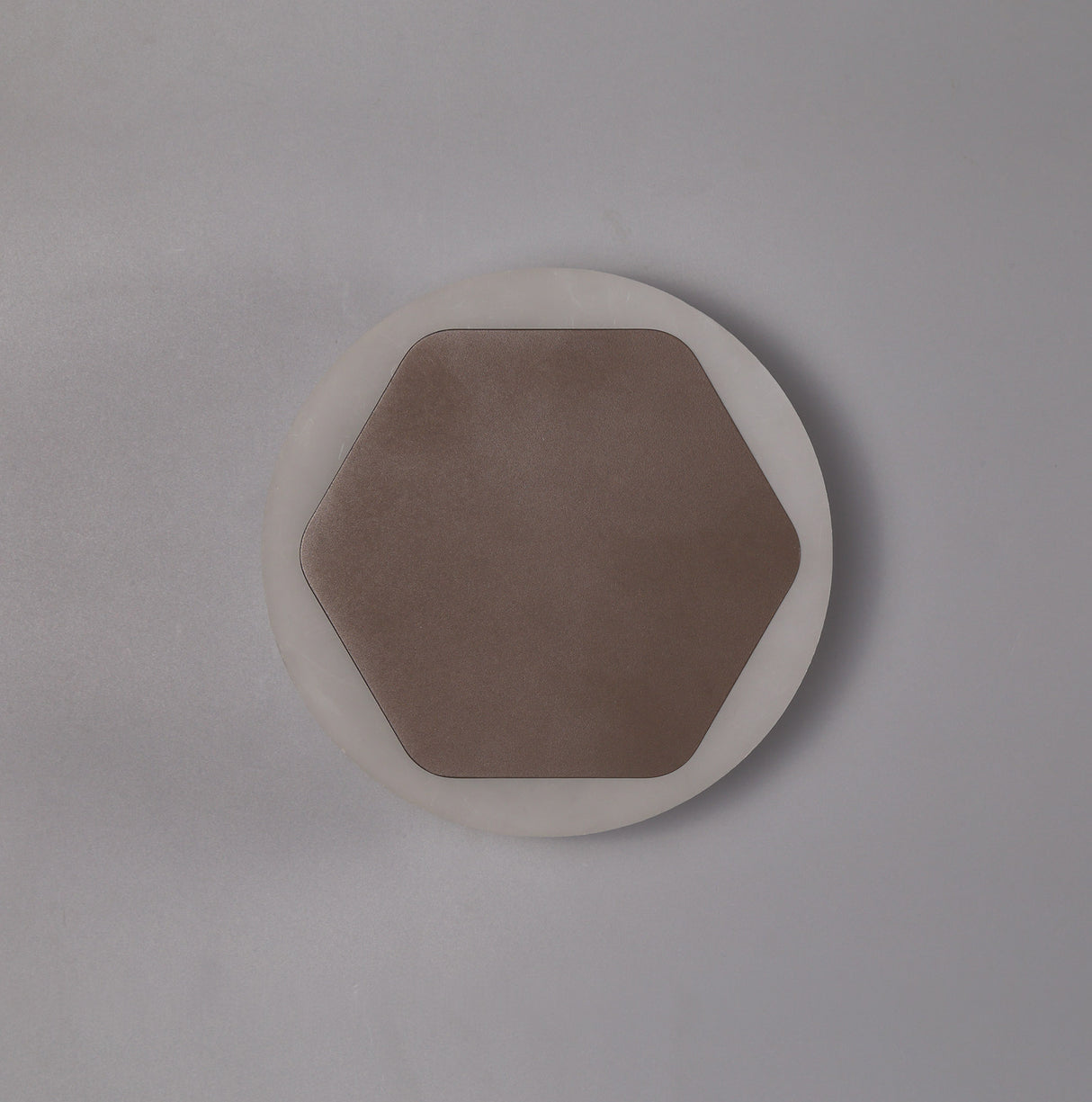 Proctor Magnetic Base Wall Lamp, 12W LED 3000K 498lm, 15cm Horizontal Hexagonal 19cm Round Centre, Coffee/Acrylic Frosted Diffuser