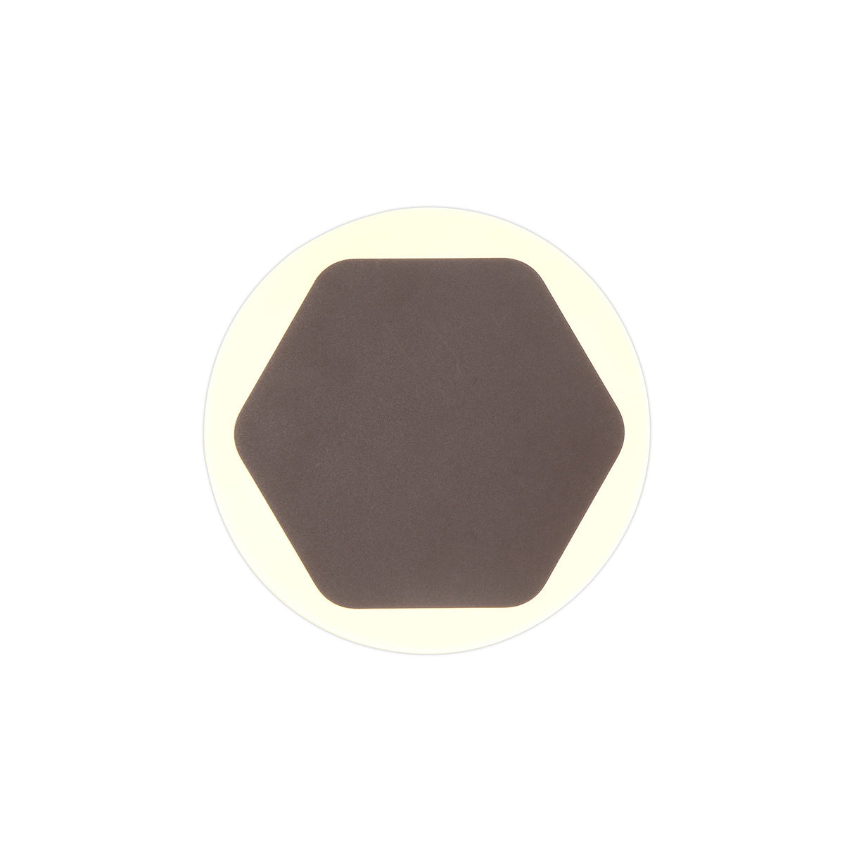 Proctor Magnetic Base Wall Lamp, 12W LED 3000K 498lm, 15cm Horizontal Hexagonal 19cm Round Centre, Coffee/Acrylic Frosted Diffuser