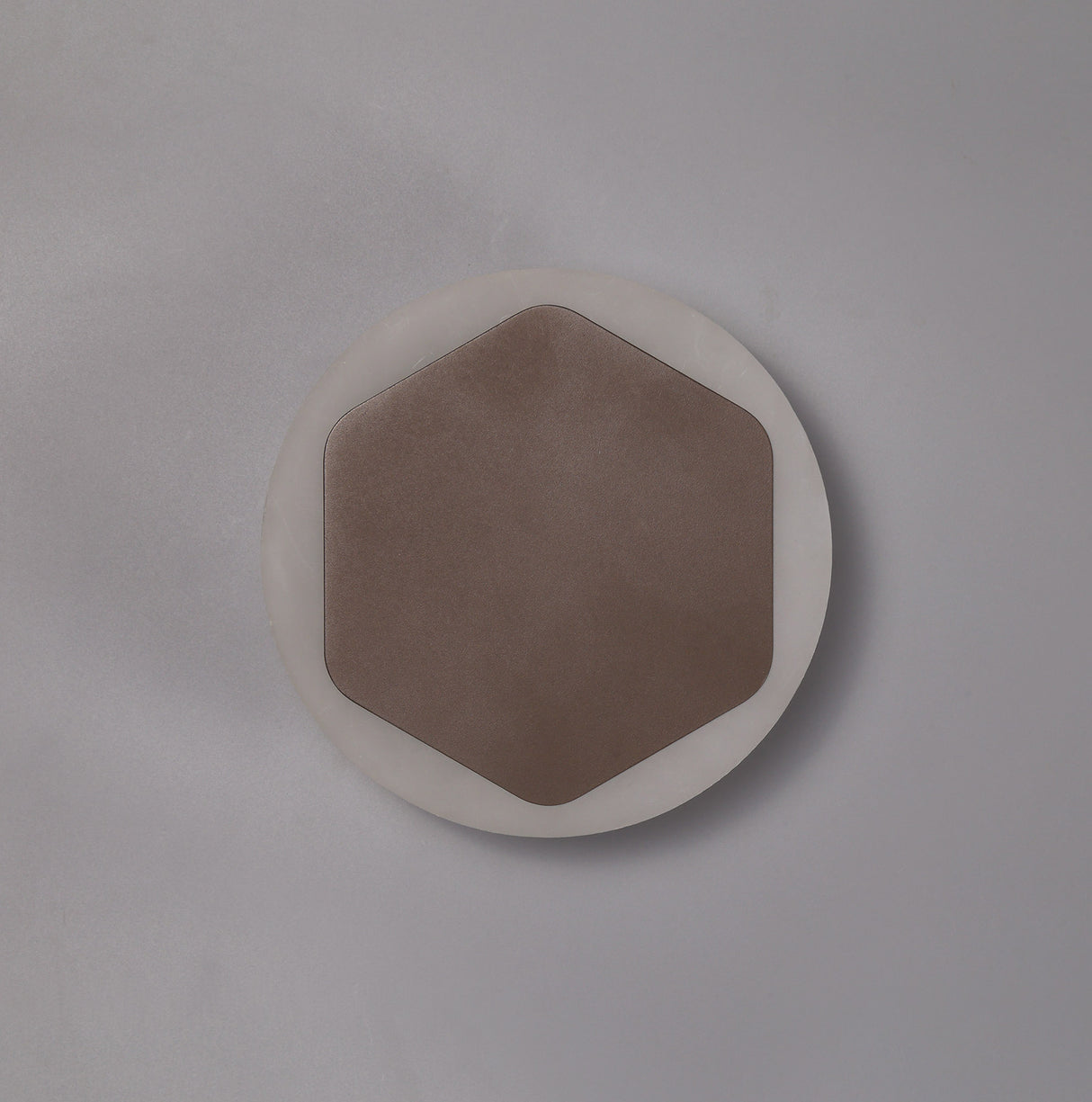 Proctor Magnetic Base Wall Lamp, 12W LED 3000K 498lm, 15cm Vertical Hexagonal 19cm Round Centre, Coffee/Acrylic Frosted Diffuser