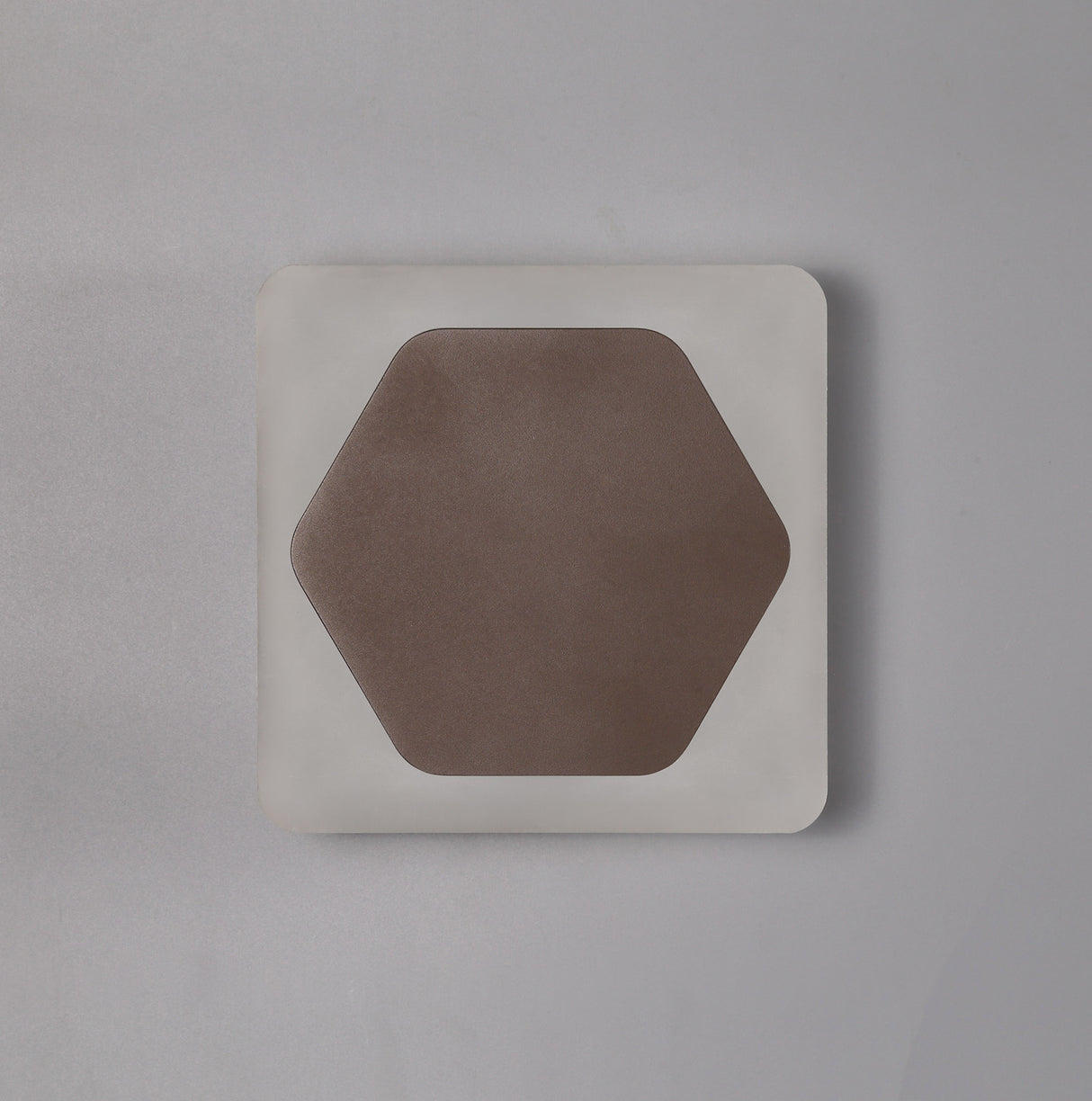 Proctor Magnetic Base Wall Lamp, 12W LED 3000K 498lm, 15cm Horizontal Hexagonal 19cm Square Centre, Coffee/Acrylic Frosted Diffuser