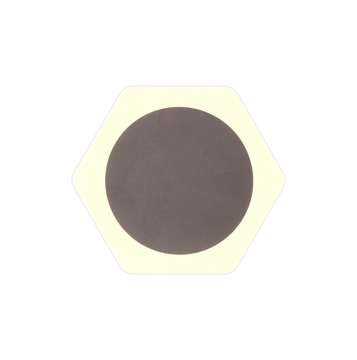 Proctor Magnetic Base Wall Lamp, 12W LED 3000K 498lm, 15cm Round 19cm Horizontal Hexagonal Centre, Coffee/Acrylic Frosted Diffuser