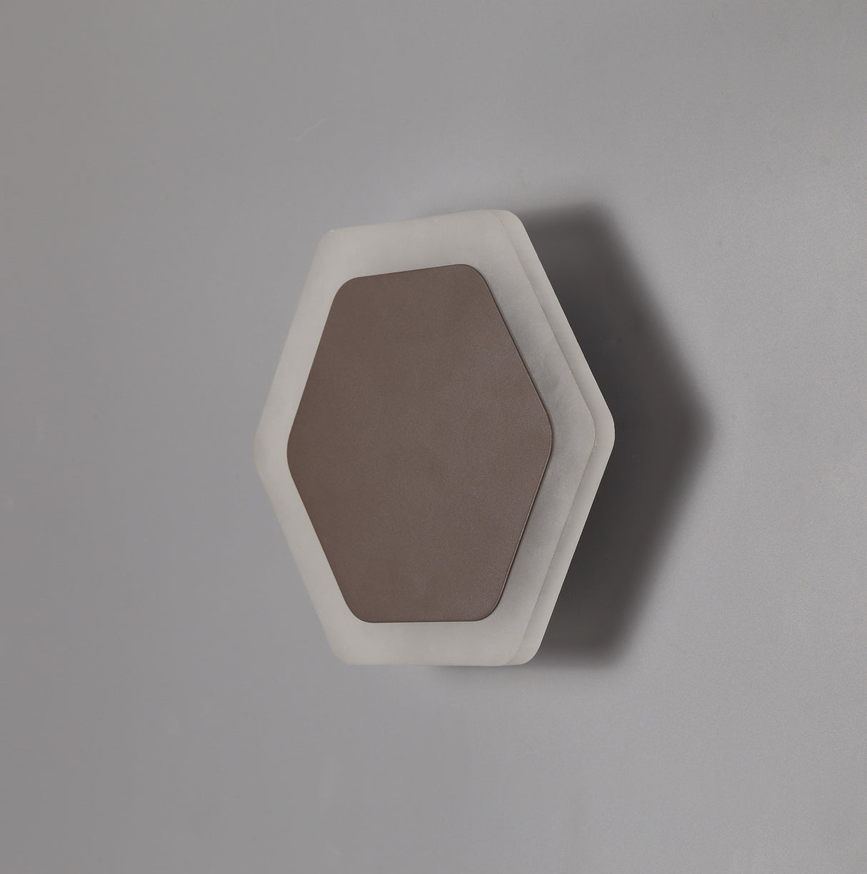 Proctor Magnetic Base Wall Lamp, 12W LED 3000K 498lm, 15/19cm Horizontal Hexagonal Centre, Coffee/Acrylic Frosted Diffuser