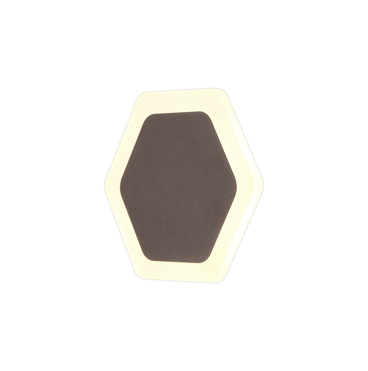 Proctor Magnetic Base Wall Lamp, 12W LED 3000K 498lm, 15/19cm Horizontal Hexagonal Centre, Coffee/Acrylic Frosted Diffuser
