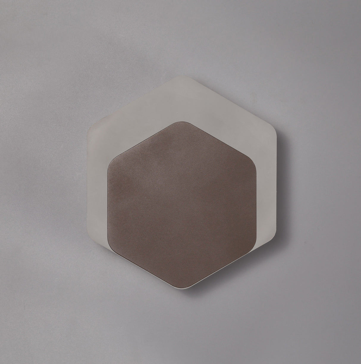 Proctor Magnetic Base Wall Lamp, 12W LED 3000K 498lm, 15/19cm Vertical Hexagonal Bottom Offset, Coffee/Acrylic Frosted Diffuser