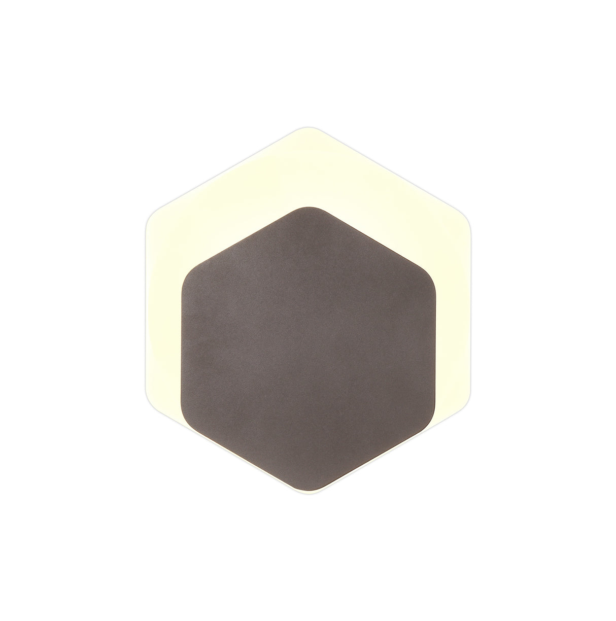Proctor Magnetic Base Wall Lamp, 12W LED 3000K 498lm, 15/19cm Vertical Hexagonal Bottom Offset, Coffee/Acrylic Frosted Diffuser