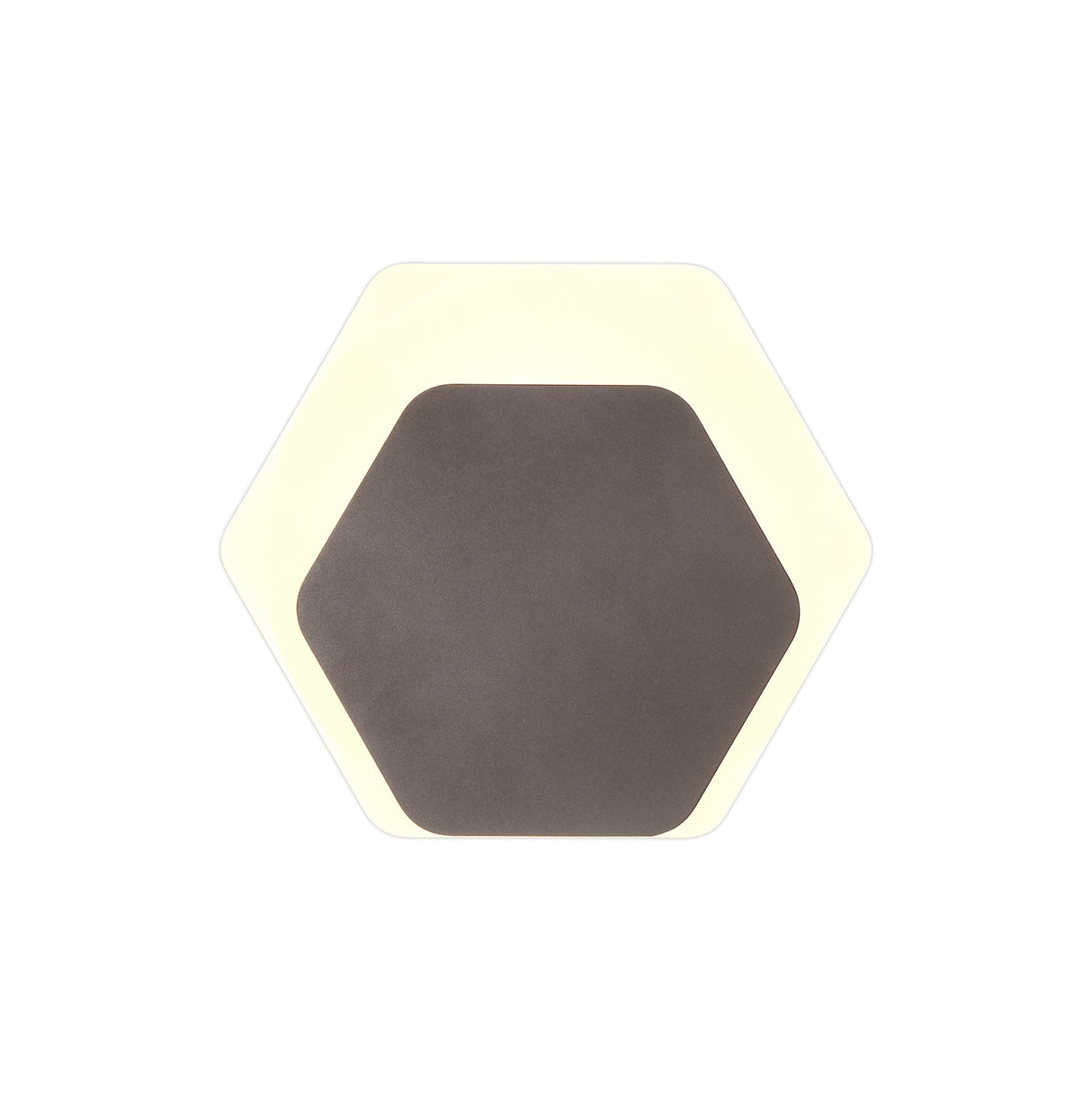 Proctor Magnetic Base Wall Lamp, 12W LED 3000K 498lm, 15/19cm Horizontal Hexagonal Bottom Offset, Coffee/Acrylic Frosted Diffuser