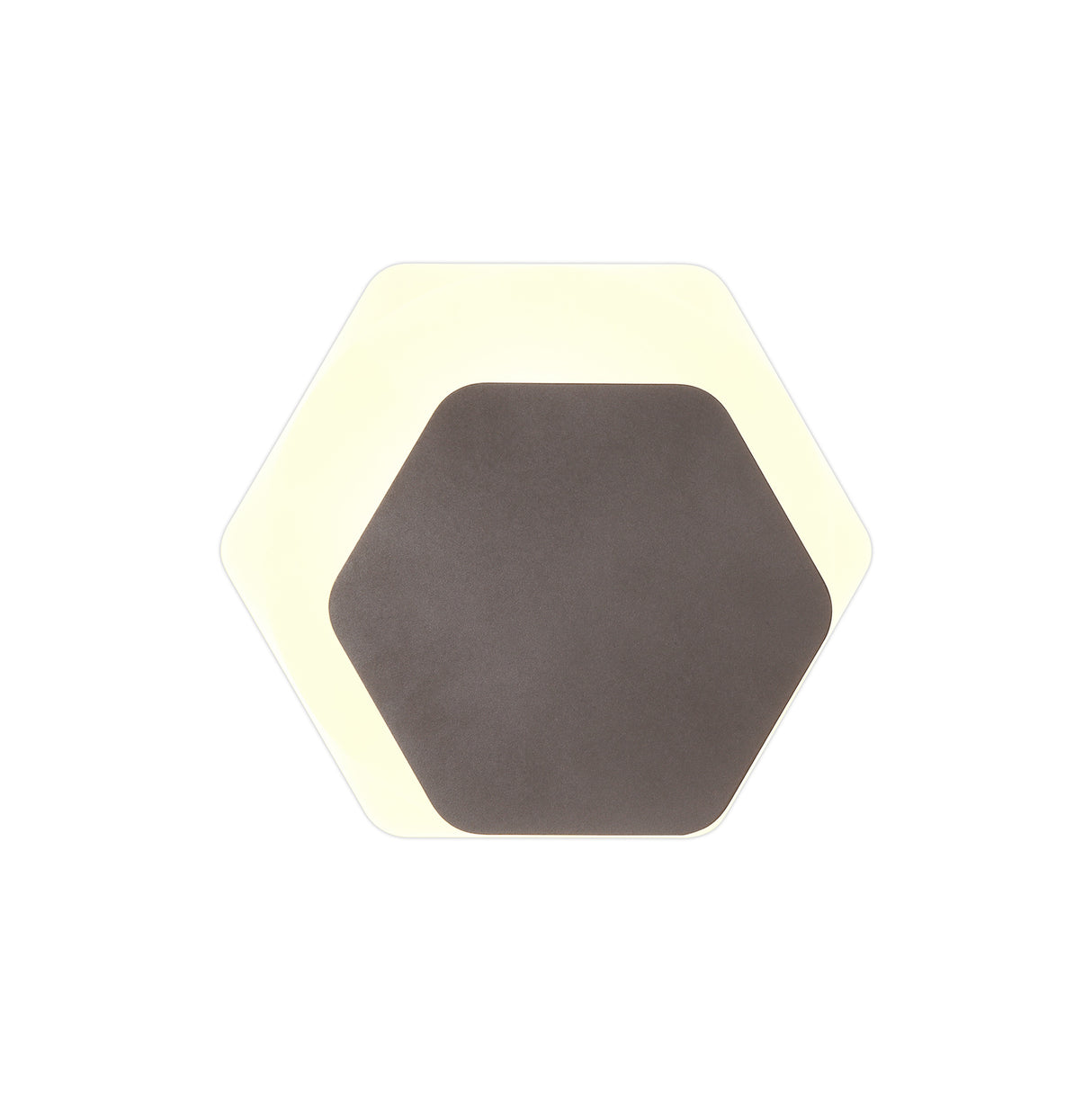 Proctor Magnetic Base Wall Lamp, 12W LED 3000K 498lm, 15/19cm Horizontal Hexagonal Right Offset, Coffee/Acrylic Frosted Diffuser