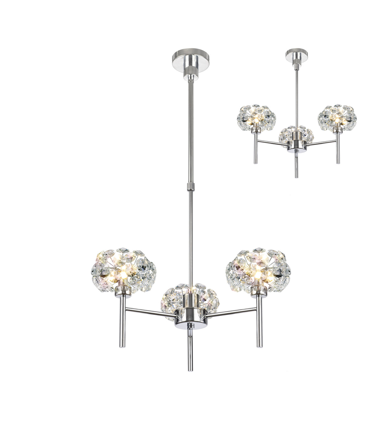 Byrne 3 Light G9 Telescopic Light With Polished Chrome And Crystal Shade