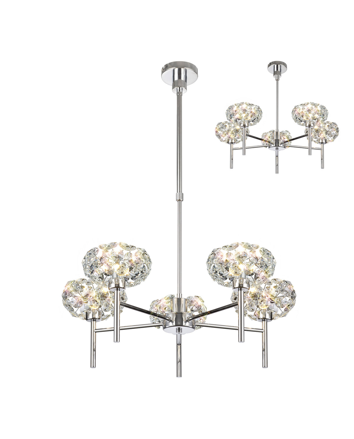 Byrne 5 Light G9 Telescopic Light With Polished Chrome And Crystal Shade