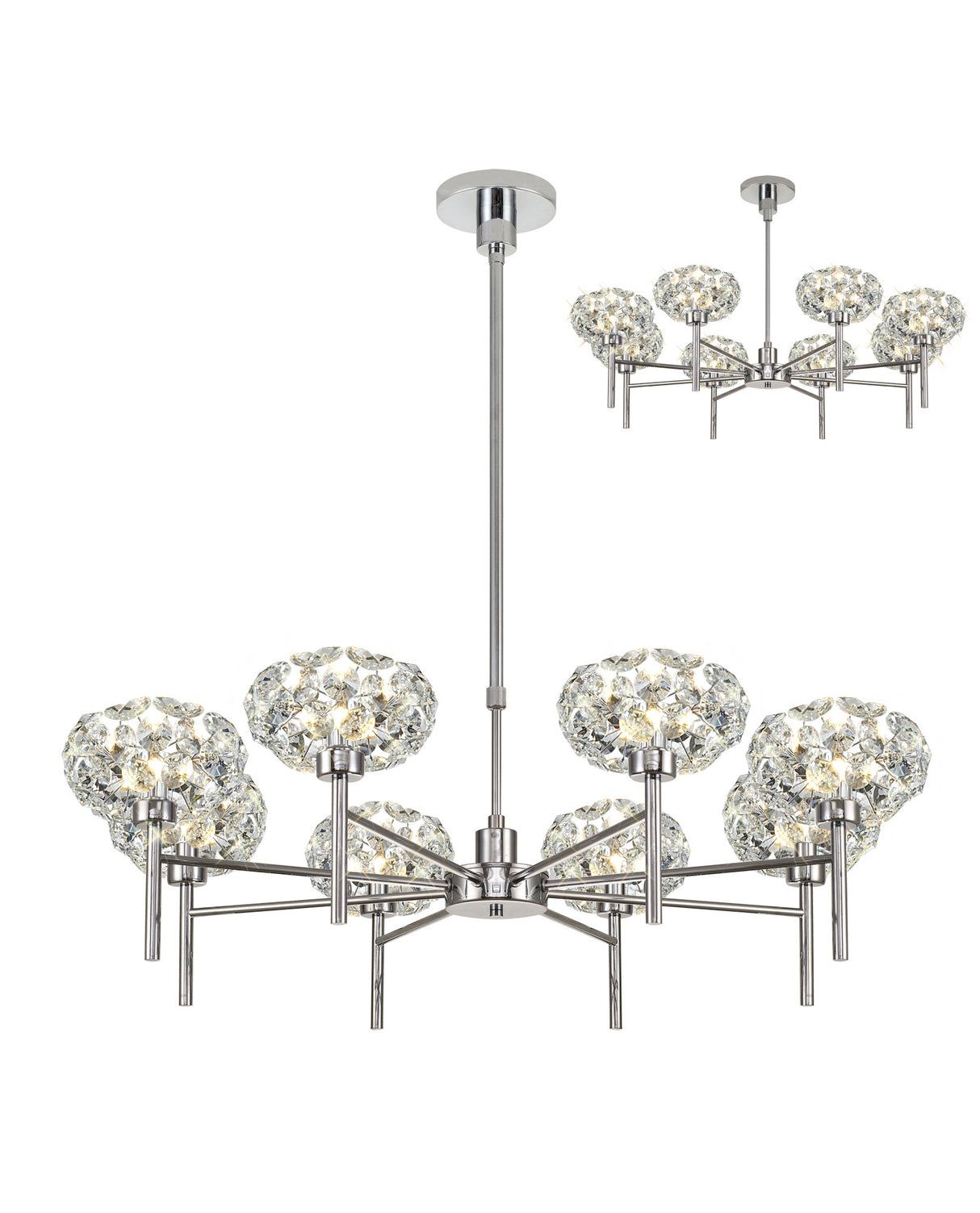 Byrne 8 Light G9 Telescopic Light With Polished Chrome And Crystal Shade