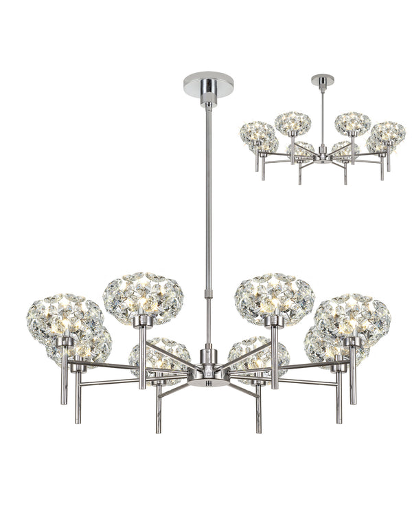 Byrne 8 Light G9 Telescopic Light With Polished Chrome And Crystal Shade