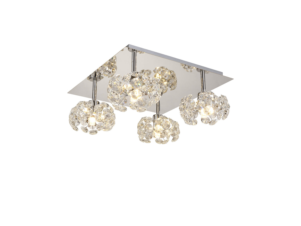 Byrne Square 4 Light G9 40cm Flush Light With Polished Chrome Square And Crystal Shade