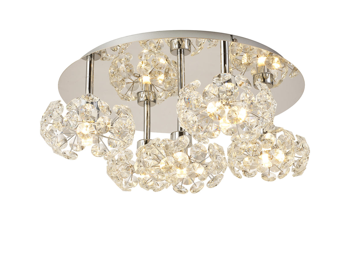 Byrne Round 5 Light G9 Flush Light With Polished Chrome And Crystal Shade